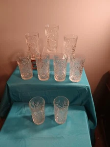 Vintage LIBBEY Clear Glass 16oz Highball Water Tumblers HOBSTAR Starburst USA. - Picture 1 of 10