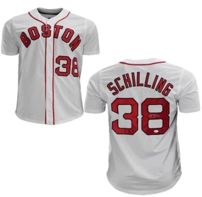 Curt Schilling Signed Boston White Custom Baseball Jersey (JSA) - Image 1 of 2