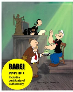 Popeye il marinaio e giudice Olive Oyl firmato PP #1/1 edizione limitata Cel Court - Foto 1 di 3