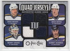 2007-08 O-Pee-Chee Materials Quad #QMWJLB Weight/Jackman/Legace/Boyes Jersey