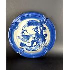 M A Hadley Ashtray Blue  and White Vintage Pottery Piece Hard to Find Man Fishin