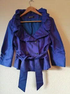 Blue silk blazer women MONTON 100% SILK , 38 the size - Picture 1 of 8