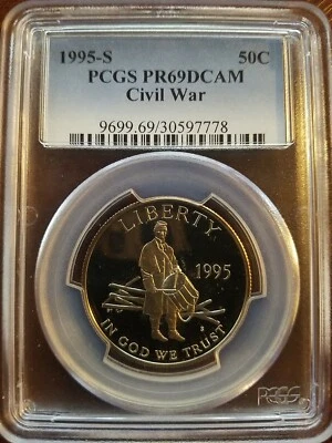1995-S Proof Civil War Commemorative Half Dollar 50c PCGS PR69DCAM 39044960 - Image 1 of 3