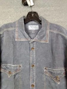 Ryan Michael Herren Hemd XL grau Seide Leinen Knopf Western Ranch Rodeo Dress - Bild 1 von 8