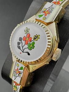 Lugano Floral Enamel Peekaboo Watch Swiss Made Vintage For Parts Or Repair M3 - Picture 1 of 9