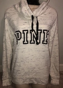 Ivory/Gray Wash Logo Front Pullover Sweatshirt Victorias Secret PINK Sz Small - Picture 1 of 8