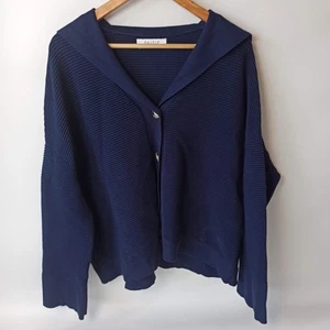 Paisie Sailor Collar Ribbed Cardigan - Maternity Friendly - Navy - Size L-XL - Picture 1 of 17