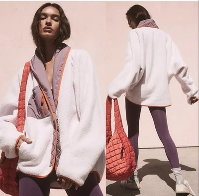 Chaqueta chal Free People Movement Hit The Slopes rosa púrpura polar mediana nueva sin etiquetas Foto 1 de 4