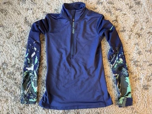 Nike Pro Hyperwarm Shirt Small Blue Camo Sleeve 1/4 Zip Long Sleeve Training Top - Picture 1 of 5