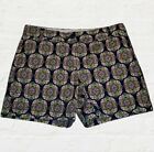 Crown & Ivy Womens Shorts Size 6 Navy Pink Lime Moroccan Print Pockets Strecth