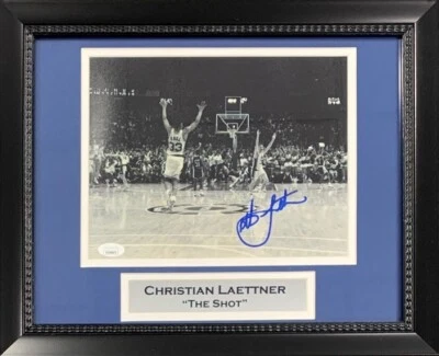 Christian Laettner Autographed Duke THE SHOT Basketball Framed 8x10 Photo JSA 5 - Image 1 of 3