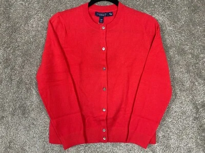 $169 New Lands' End Woman's LS 100% Cashmere Cardigan Sweater Red Sm 6-8P - Image 1 of 4