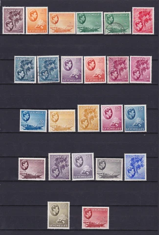 SEYCHELLES 1938, Sc# 125-148, CV $228, part set, boats, animals, MH/Used Cover