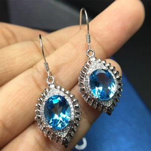Splendido orecchino goccia argento 925 pieno donna zirconi zirconi gioielli una coppia - Foto 1 di 5