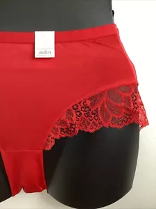 Auden Plus Gr. 2X (20-22) ROT Nylon Hipster Spitze Bein Höschen Neu ohne Etikett - Bild 1 von 9