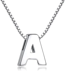 Initial Necklace 925 Sterling Silver Letter Pendant Personalized 26 Alphabet Nec - Picture 1 of 12