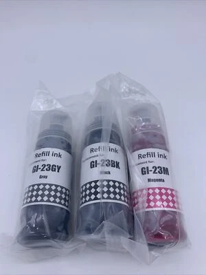 Black, Gray & Magenta GI-23  Ink Bottle Replacement Compatible for Canon PIXMA - Image 1 of 4