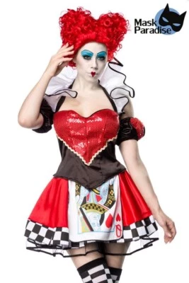 MASK PARADISE Herz Königin Red Queen Kostüm Damen Fasching Queen in red Kostüm Gr XS-M