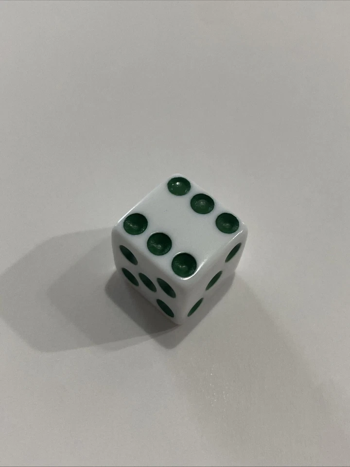 Troquel de puntos de 6 caras blanco con pepitas verdes del ejército juego de mesa pieza de repuesto ¡Nuevo! Foto 1 de 1