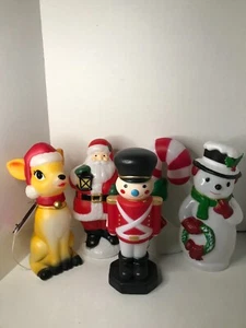 NWT Lot of 5 Holiday Time 11” Blow Mold Xmas Santa Snowman Cane Reindeer Soldier - Picture 1 of 14