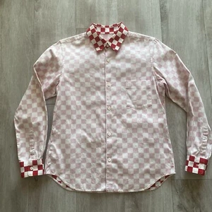 Vintage Comme Des Garcons Robe De Chambre White Red Checkered Shirt Womens Sz M - Picture 1 of 17
