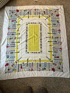 VTG Table Cover Cloth Black Red Green White Shish Kabobs Print 45" x 52" - Picture 1 of 6