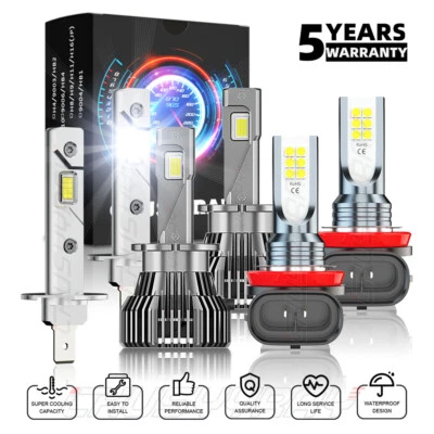 适用于沃尔沃 V70 2005 2006 白色 LED 车头灯高/低光束+雾灯套件 — 第 1/4 张图片