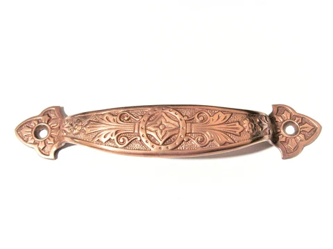Superb Vintage Reclaimed Orange Rose Brass Ornate Door Drawer Handle Pull 7.5" Cover