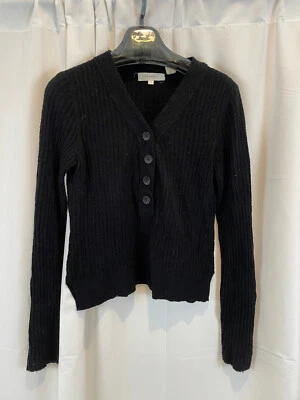 Cárdigan suéter tejido cuello en V manga larga talla grande de algodón negro Inhabit para mujer Foto 1 de 4