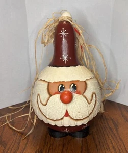 Santa Gourd Hand Painted W Stand Folk Art Textured Paint Tole N Timber Gourds - Picture 1 of 10