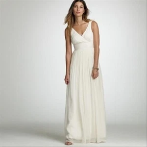 J.Crew Sophia Gown Silk In Silk Chiffon 19836 Ivory Size 0 $425 - Picture 1 of 11