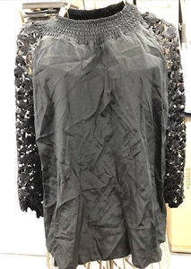 Vivienne Tam Embroided Sleeves Black Silk Blouse Size M - Picture 1 of 16