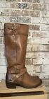Arturo Chiang Leather Riding Boots Brown Size 8m Women’s Zip Side Mint Mid High