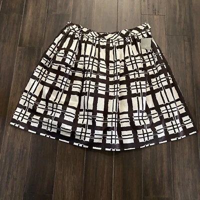 Falda MAEVE Marrón Marfil Algodón Mezcla Seda Línea A Bolsillos Delanteros Talla 14 Foto 1 de 4