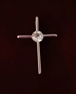 Dainty  925 Sterling Silver Cross Pendant Moissanite Hidden Bail 8 gr  Vintage - Picture 1 of 2