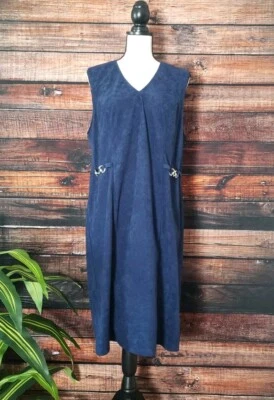Vestido Avenue K tamanho 14 aveludado bainha azul marinho feito nos EUA feminino vintage vintage vintage - Imagem 1 de 4