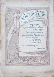 Programa de teatro Art Nouveau 1902 Martinica erupción volcánica beneficio alcalde de París - Imagen 1 de 3