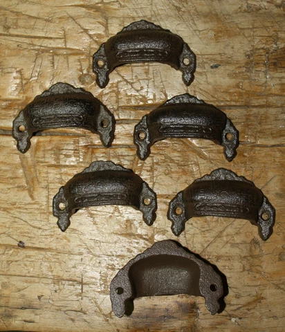6 Cast Iron Antique Victorian Style OVAL Drawer Pull, Barn Handle, Door Handles Cover