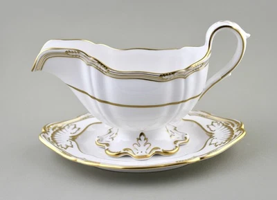 SPODE CHINA ENGLAND SHEFFIELD R568 GRAVY SAUCE BOAT & STAND MINT! - Image 1 of 4