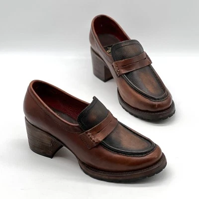 Mocasín FREEBIRD Bristol para mujer 7 marrón envejecido punta redonda apilado tacón bloque Foto 1 de 4