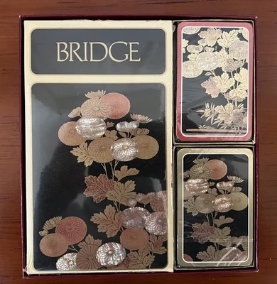 Винтажный Caspari игральные карты бридж набор 1970-х двойной колоды и счет карты неиспользованный цветочный - Изображение 1 из 4