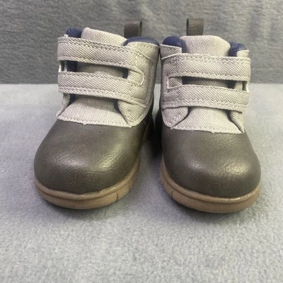 Carter’s Boots Size 4 Just One You Boys Gray Jodie Vegan Hook Loop Strap Closure - Image 1 of 4