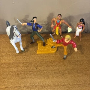 Lot (4) The Road to El Dorado 2000 Burger King Kids Meal Toys + Stand N Horse - Picture 1 of 9