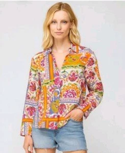 Calypso St Barth Top Womens Small Blouse Lightweight Cotton Coastal Resort Wear - Picture 1 of 6