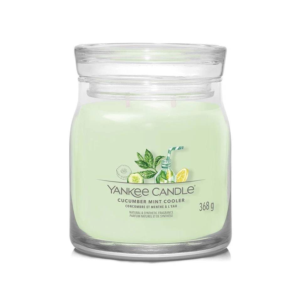 Bougie Jarre Moyenne Signature Concombre Menthe Cooler Yankee CANDLE - Photo 1/1