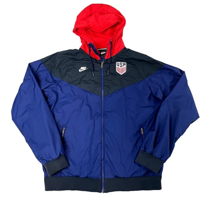 Jaqueta Nike Windrunner Masculina M Roupa Esportiva Zíper Completo Capuz USMNT EUA Equipe de Futebol - Imagem 1 de 4