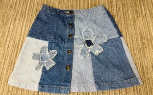 SPIKE & ELBIS OLD SCHOOL DENIM GIRLS SIZE 2 DENIM SKIRT VINATGE FIT BUTTON DOWN - Picture 1 of 6
