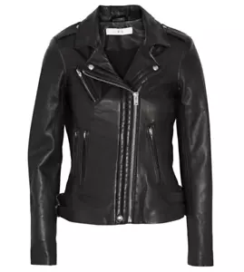 $1265 IRO Mujer Cuero Suave Chaqueta de Motocicleta Negra 42 - Imagen 1 de 11