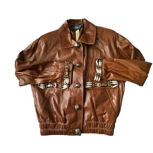 Hettabretz Womens Jacket Size 6 Brown Calfskin Leather Western Rodeo Cowgirl - Picture 1 of 23