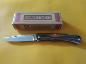 Rough Rider Orange and Black G10 Handle Folding Lockback Clip Blade Pocket Knife - Picture 1 of 8